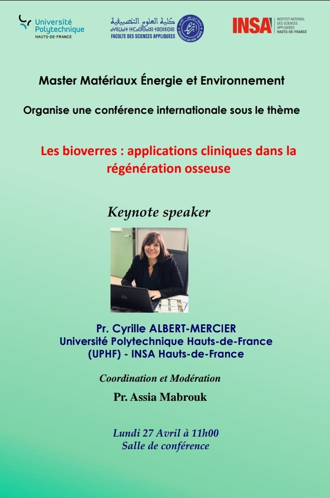 Conférence : « bioverres et leurs applications cliniques dans la régénération osseuse »